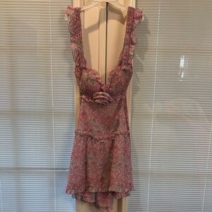 For Love And Lemons Pink Floral Backless Dress